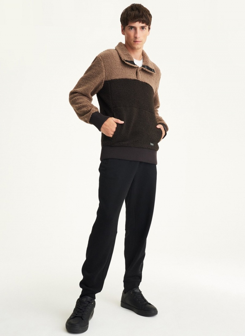 Men's Dkny Sherpa Pullover Black | W7906040