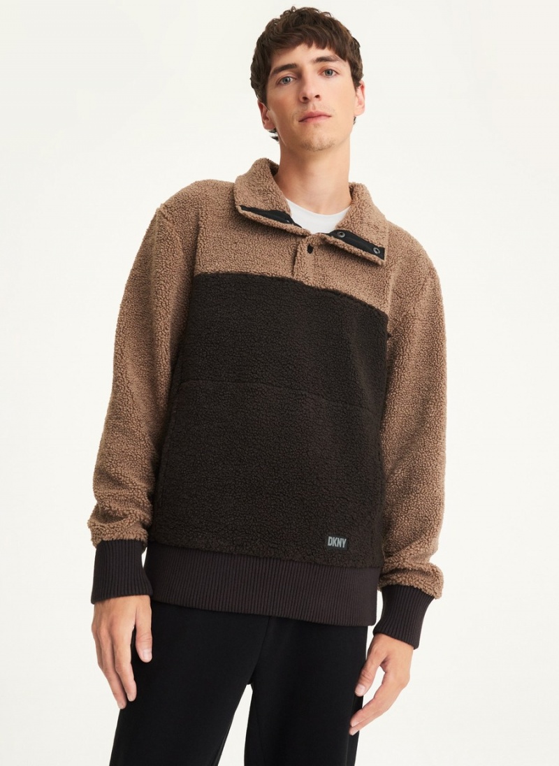 Men\'s Dkny Sherpa Pullover Black | W7906040