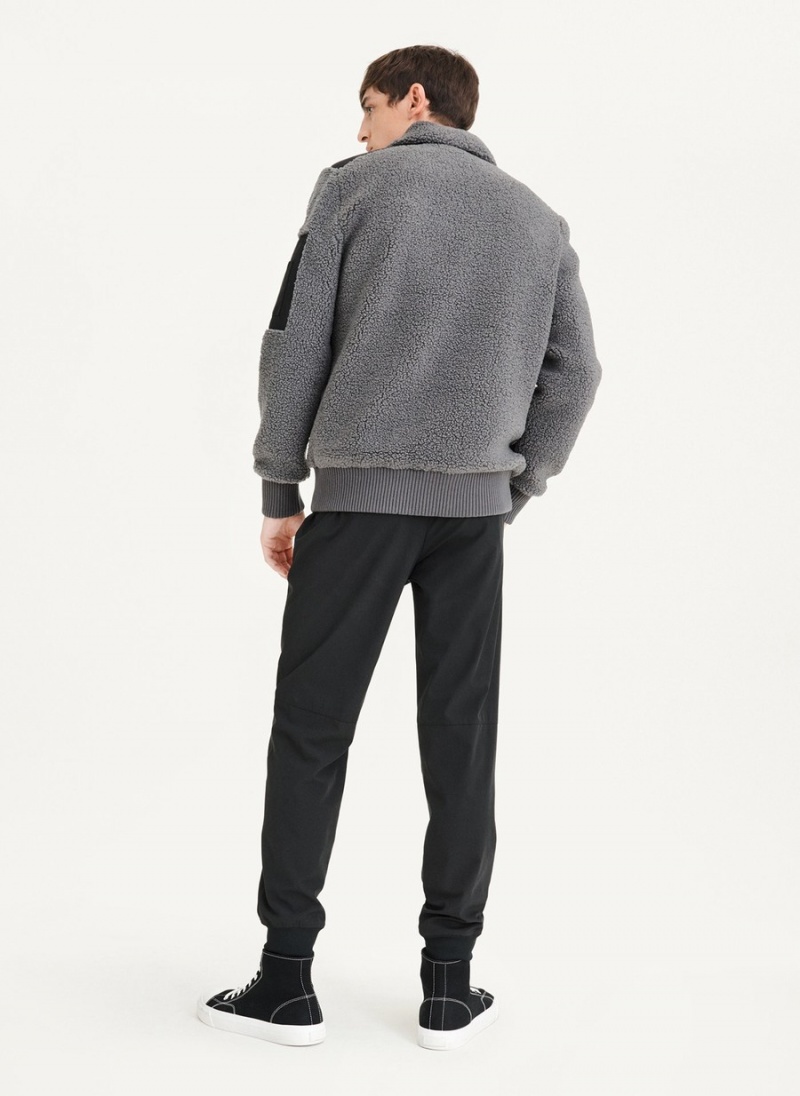 Men's Dkny Sherpa With Nylon Trim Jackets Grey | A8709320