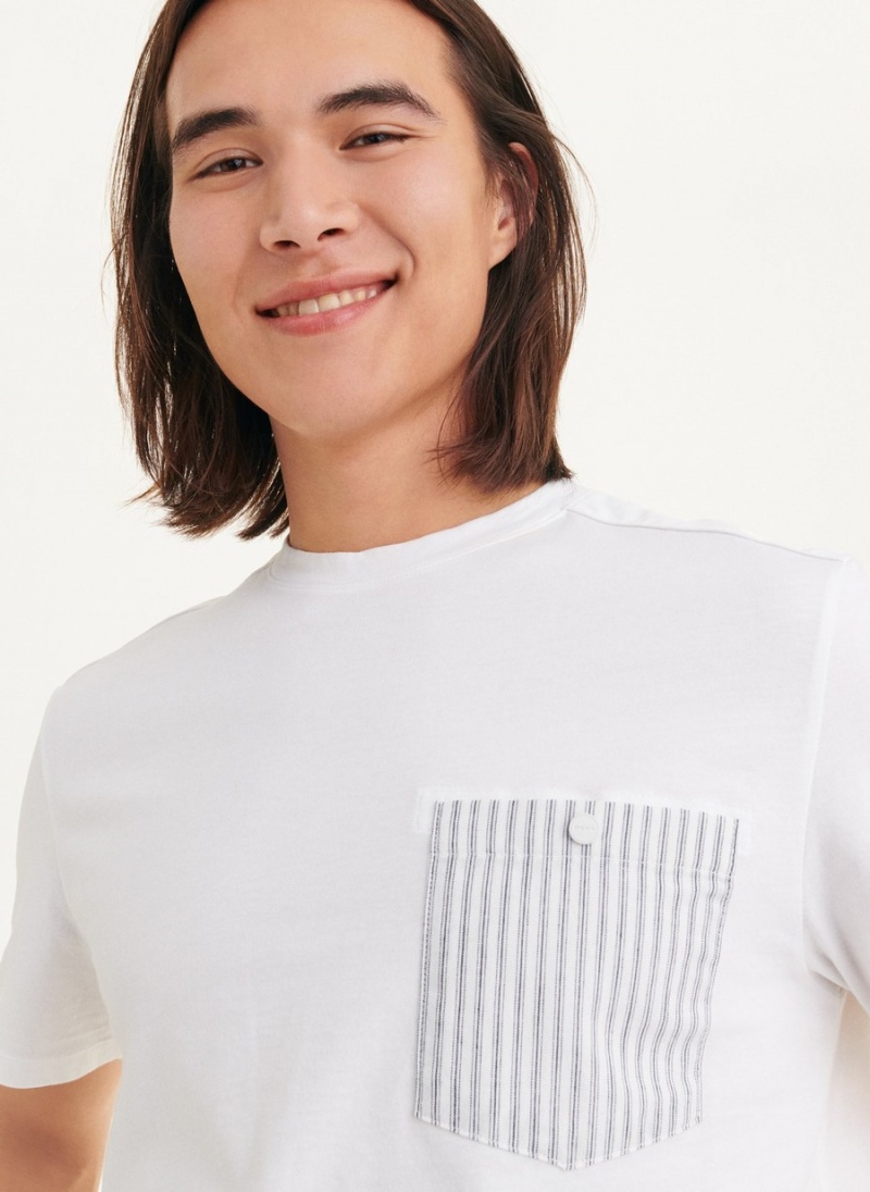 Men's Dkny Short Sleeve Crew Contrast Pocket T Shirts White | W1912858