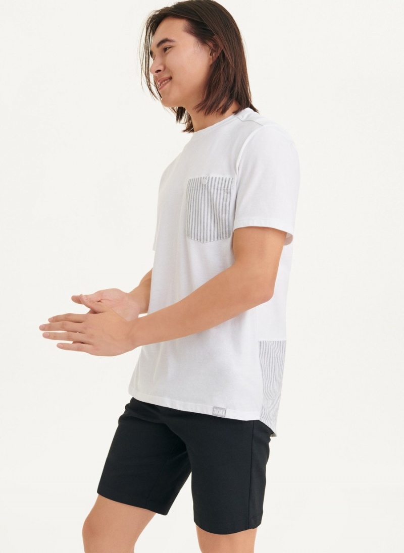 Men's Dkny Short Sleeve Crew Contrast Pocket T Shirts White | W1912858