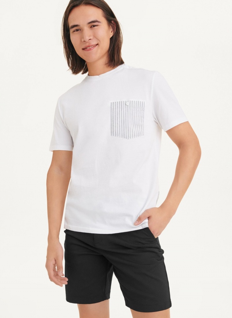 Men\'s Dkny Short Sleeve Crew Contrast Pocket T Shirts White | W1912858