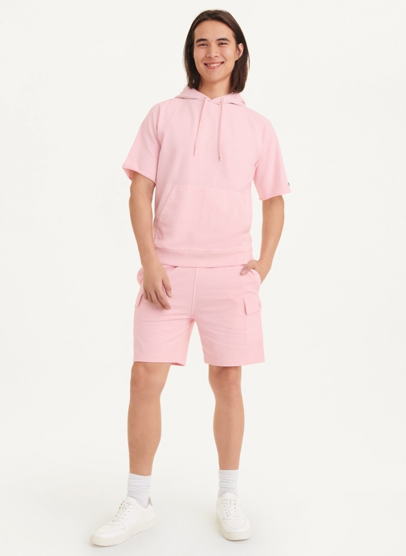 Men's Dkny Short Sleeve Pigment Dye Hoodie Pink | F5886965