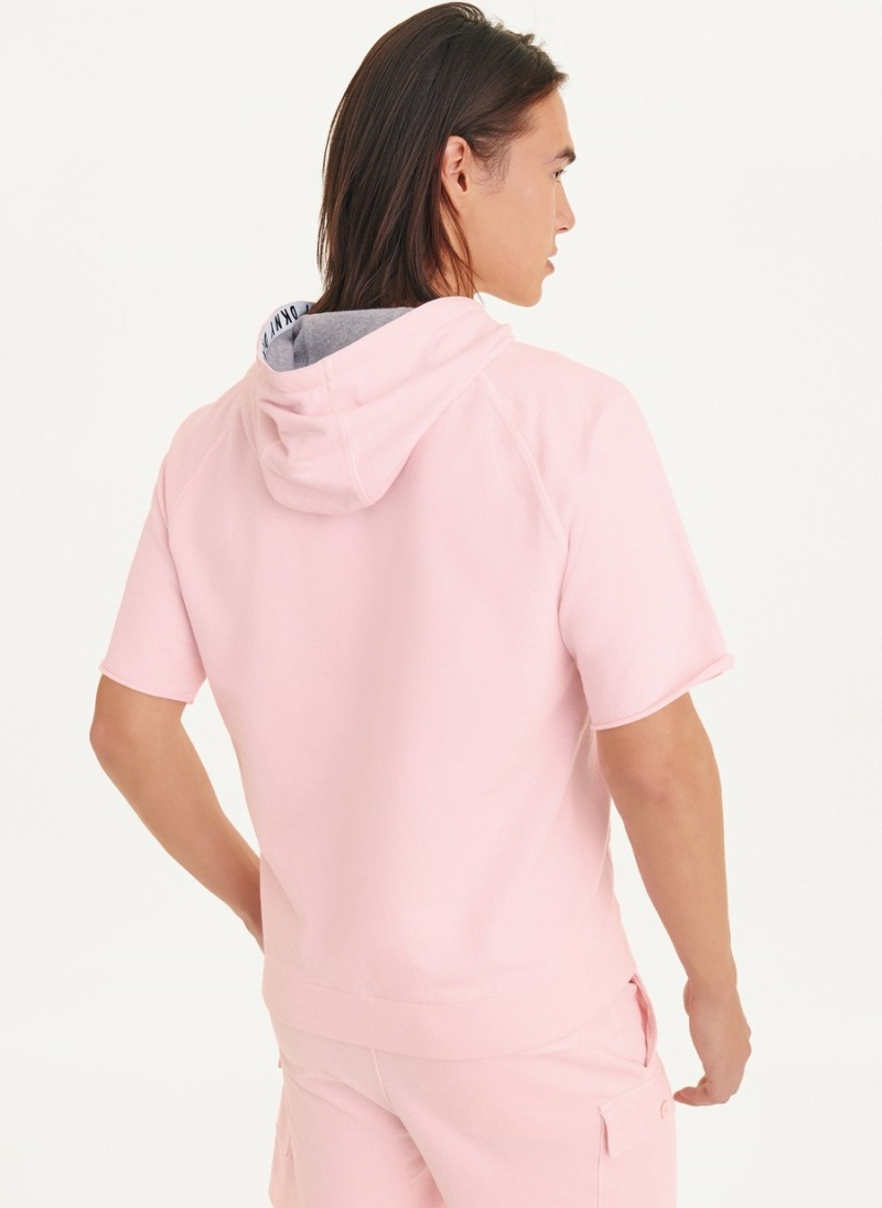 Men's Dkny Short Sleeve Pigment Dye Hoodie Pink | F5886965