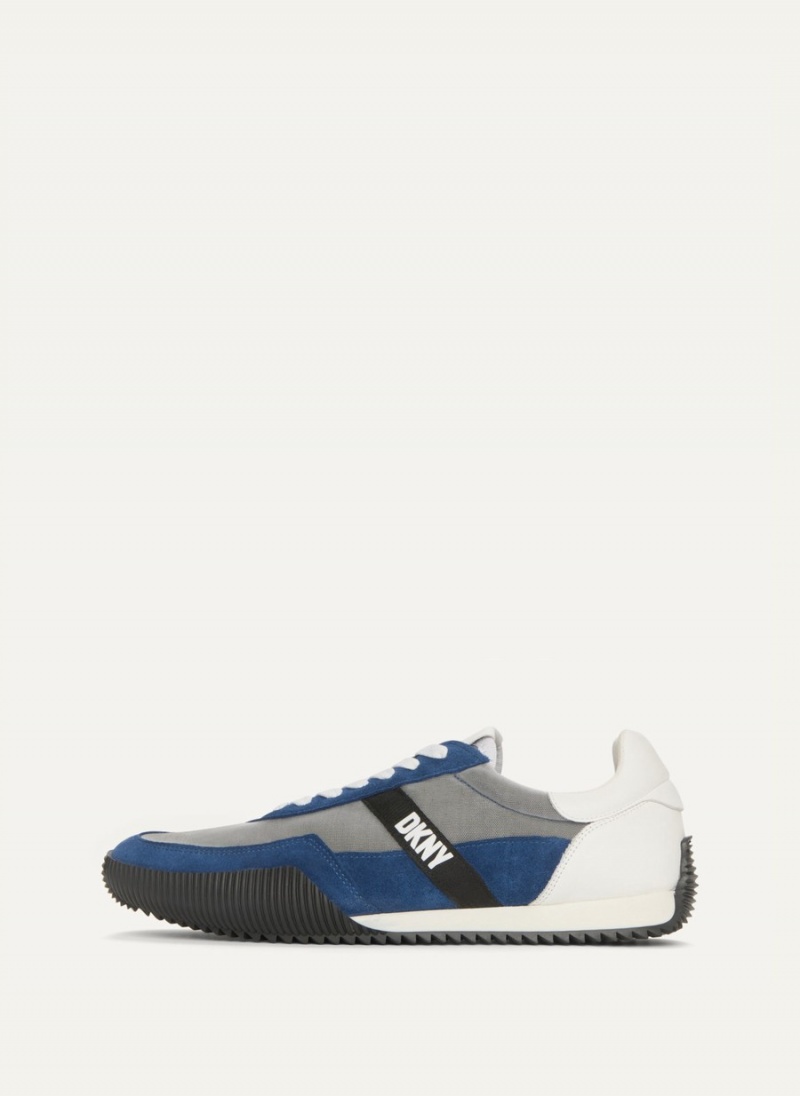 Men\'s Dkny Side Logo Sneakers Blue | B3935196