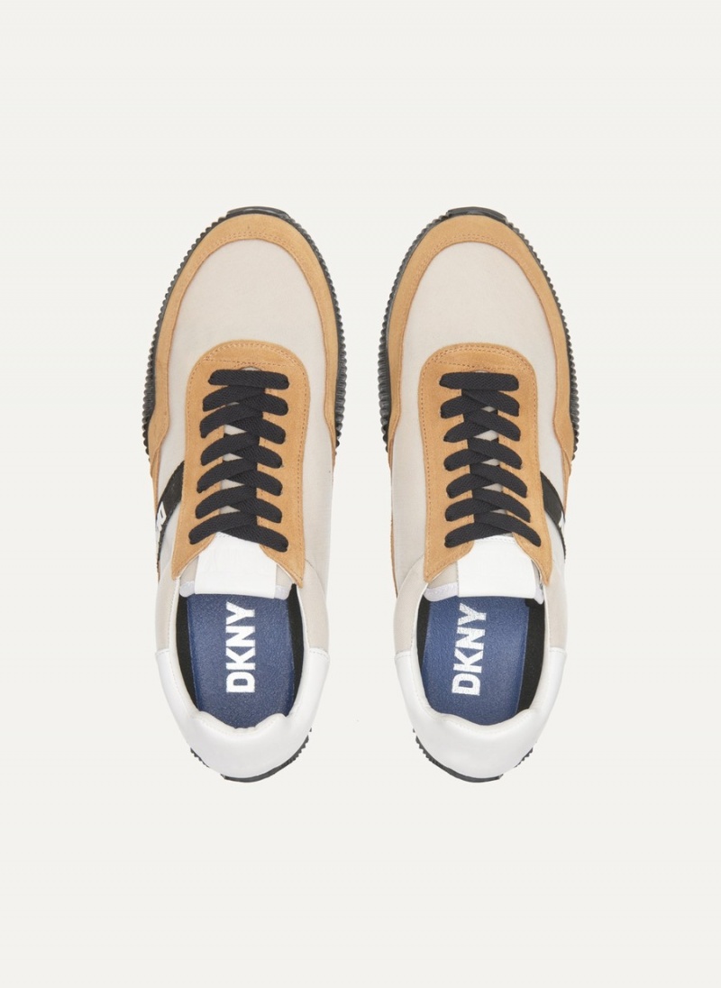 Men's Dkny Side Logo Sneakers Khaki | E8040363
