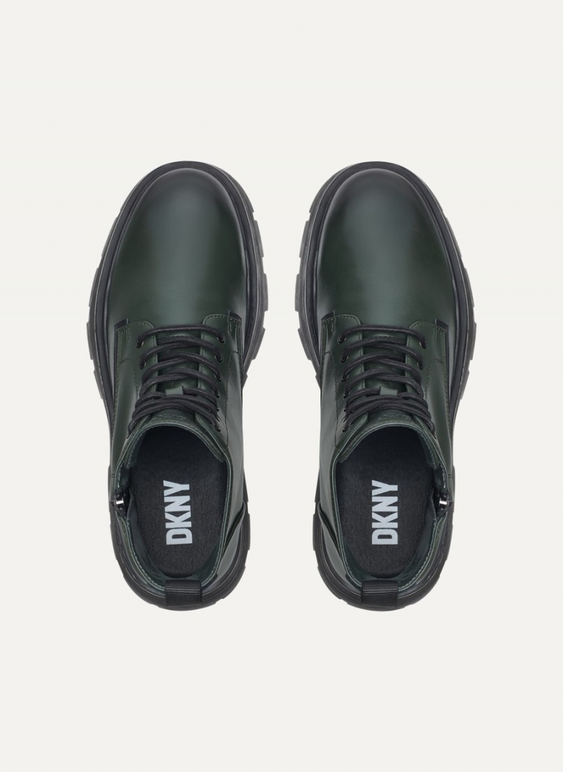 Men's Dkny Side Zip Lace Up Boots Green | U3046947