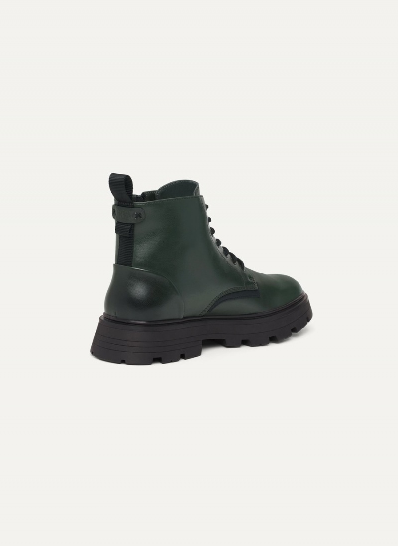 Men's Dkny Side Zip Lace Up Boots Green | U3046947