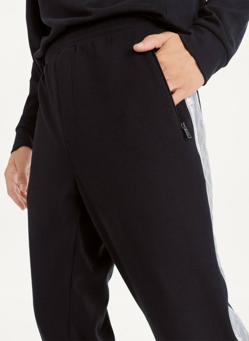 Men's Dkny Silver Panel Dstring Pants Black | I1221125