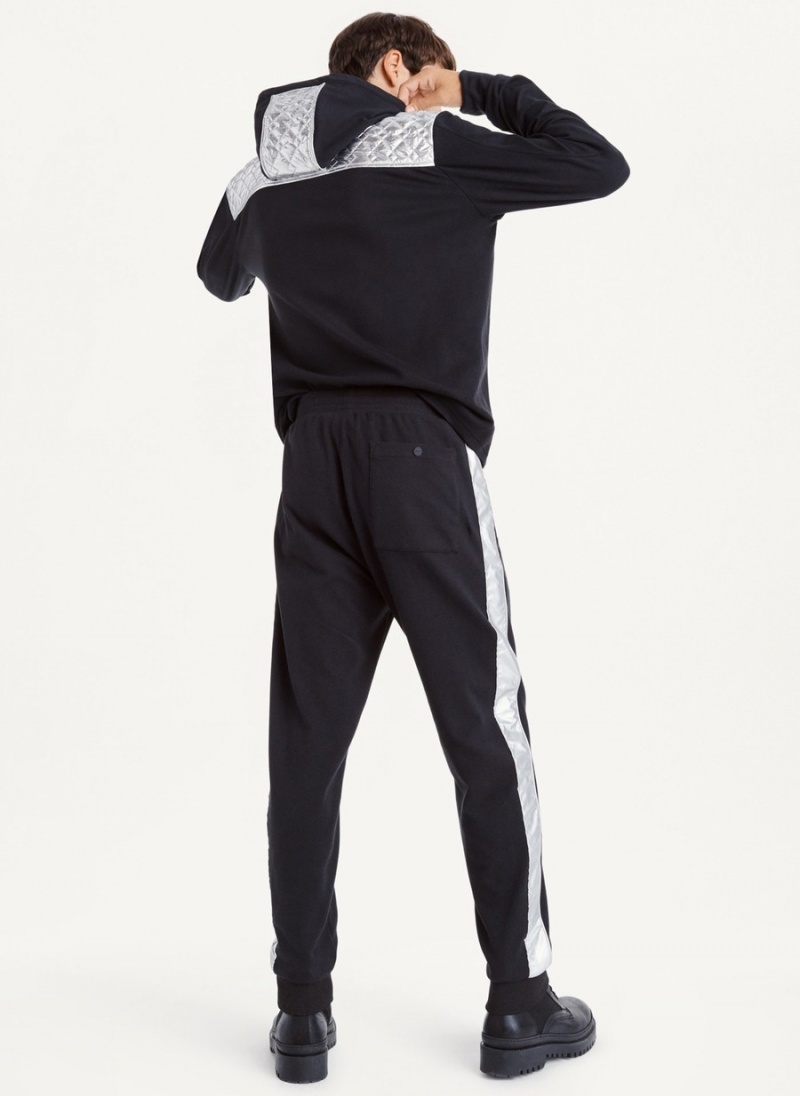 Men's Dkny Silver Panel Dstring Pants Black | I1221125