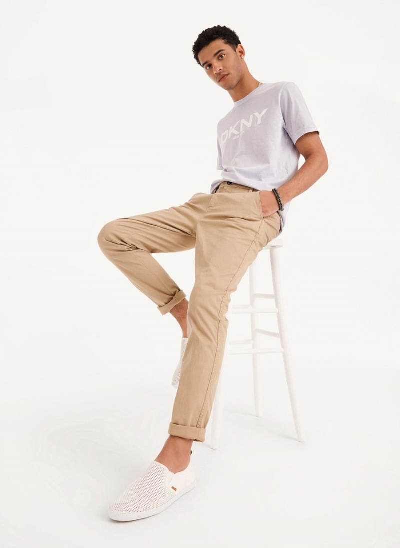 Men's Dkny Skinny Chino Pants Khaki | Q9342385