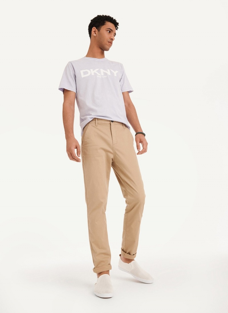 Men's Dkny Skinny Chino Pants Khaki | Q9342385
