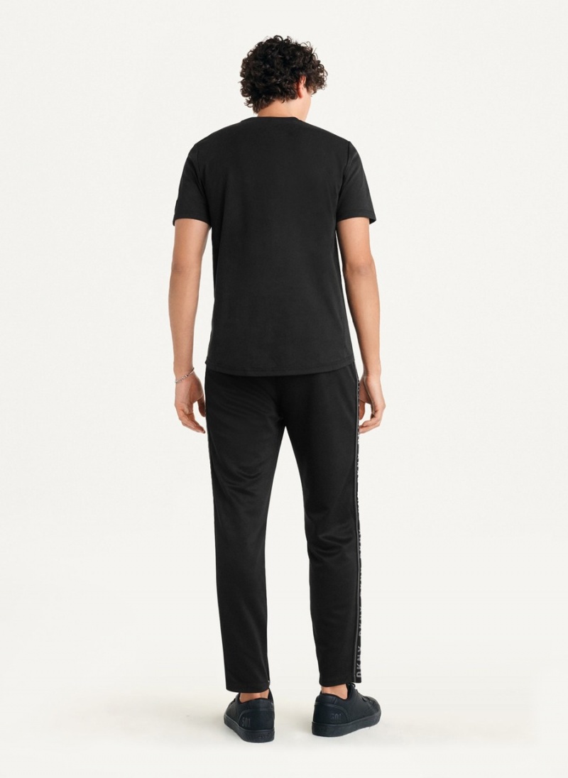 Men's Dkny Solid Pique T Shirts Black | T3450672