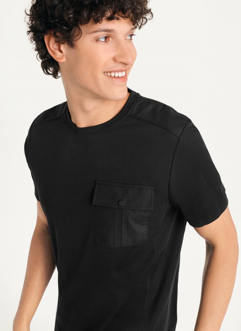 Men's Dkny Solid Pique T Shirts Black | T3450672