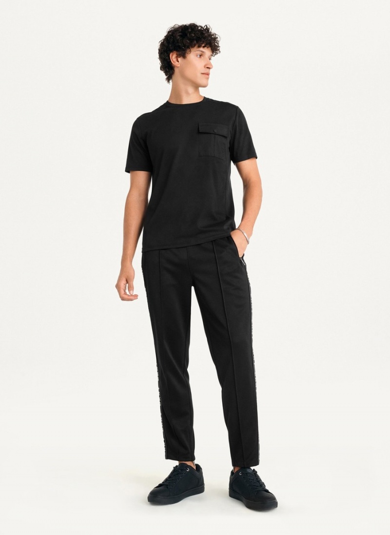 Men's Dkny Solid Pique T Shirts Black | T3450672