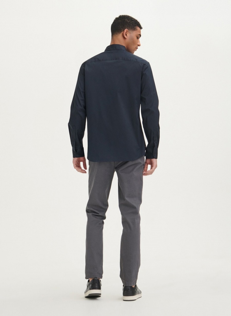 Men's Dkny Solid Woven Shirts Black | M2174876