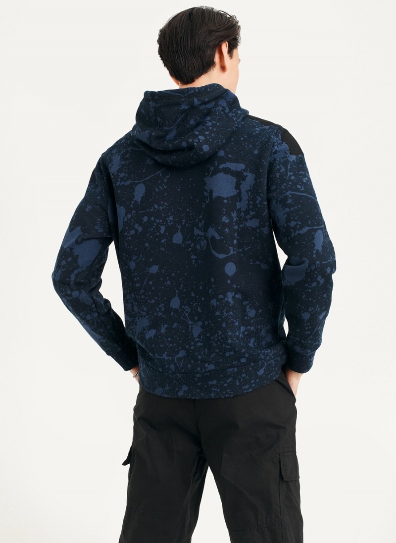 Men's Dkny Splat Print Terry Hoodie Black | M9312661