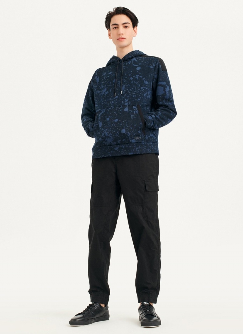 Men's Dkny Splat Print Terry Hoodie Black | M9312661