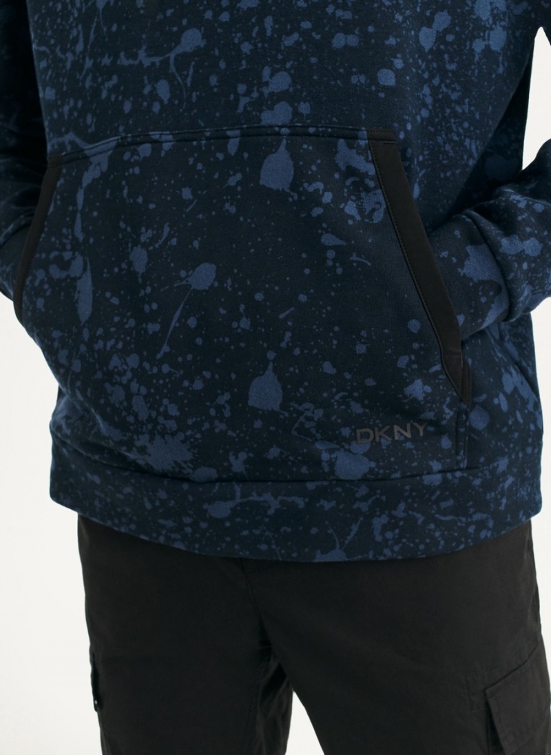 Men's Dkny Splat Print Terry Hoodie Black | M9312661