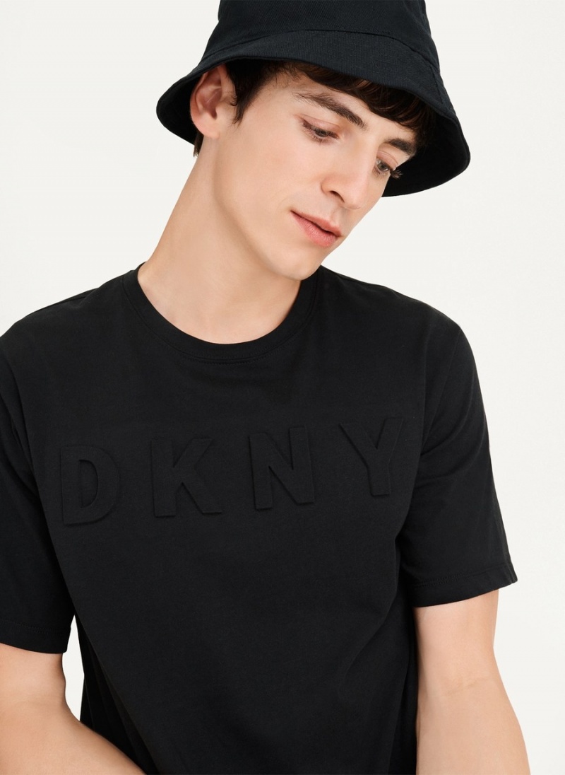 Men's Dkny Stamped Logo T Shirts Black | X5724745