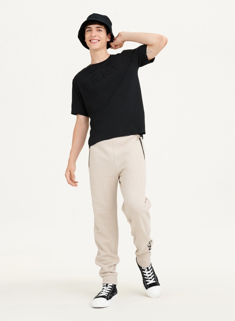 Men's Dkny Stamped Logo T Shirts Black | X5724745