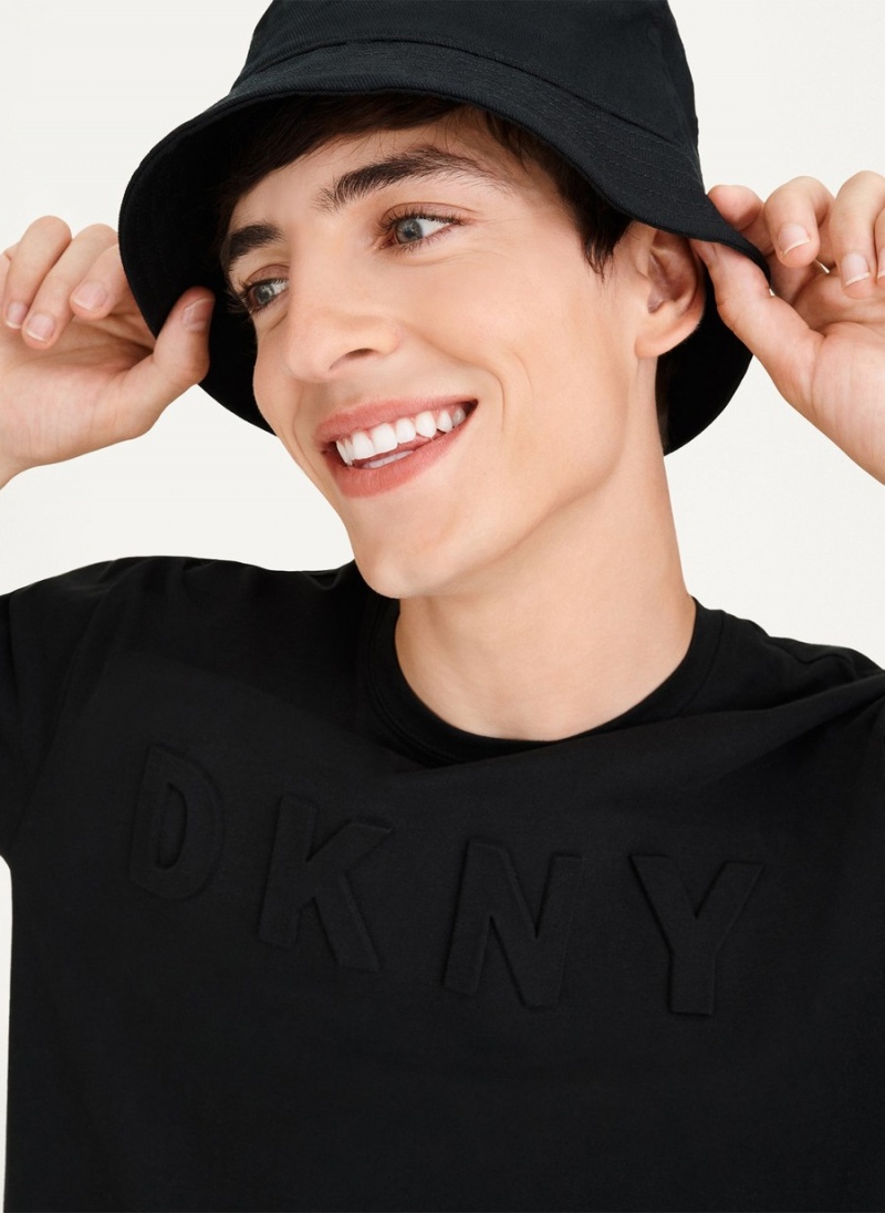 Men's Dkny Stamped Logo T Shirts Black | X5724745