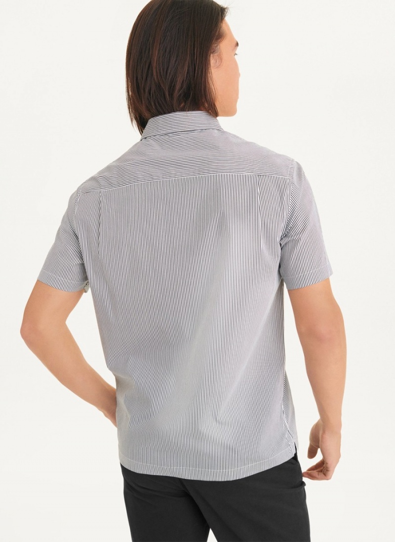 Men's Dkny Stripe & Floral Panel Shirts Grey | K6328363