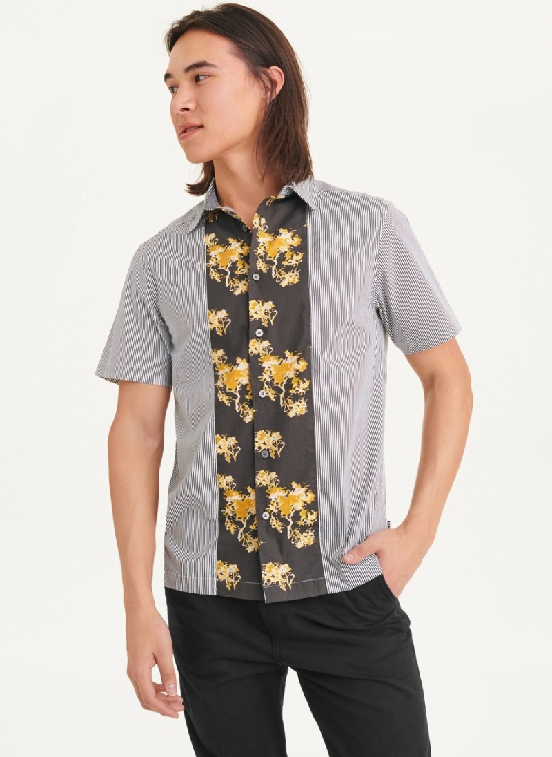 Men\'s Dkny Stripe & Floral Panel Shirts Grey | K6328363