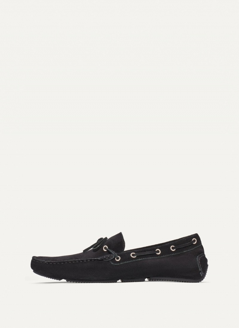 Men\'s Dkny Suede Driver Moccasins Black | C4726920