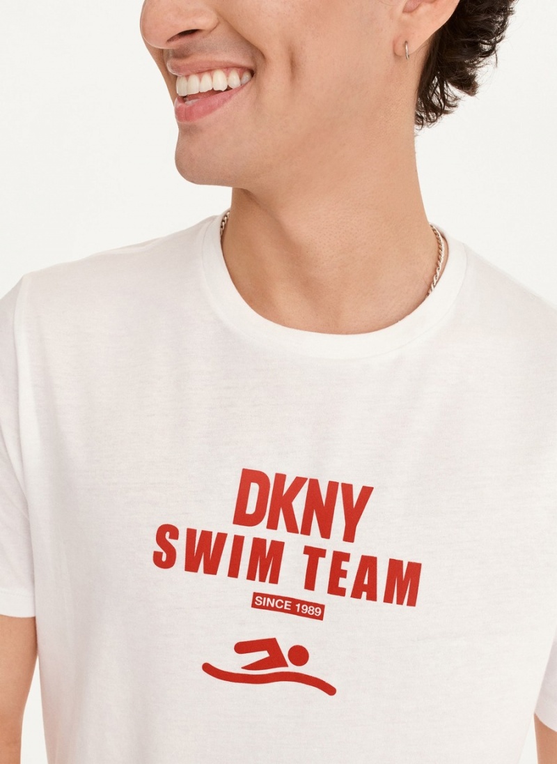 Men's Dkny Swim Team T Shirts White | U7804690