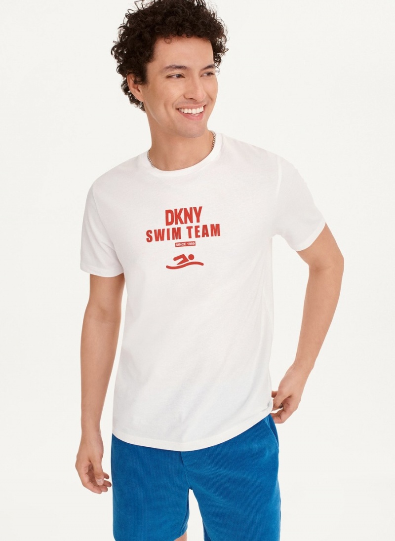 Men\'s Dkny Swim Team T Shirts White | U7804690
