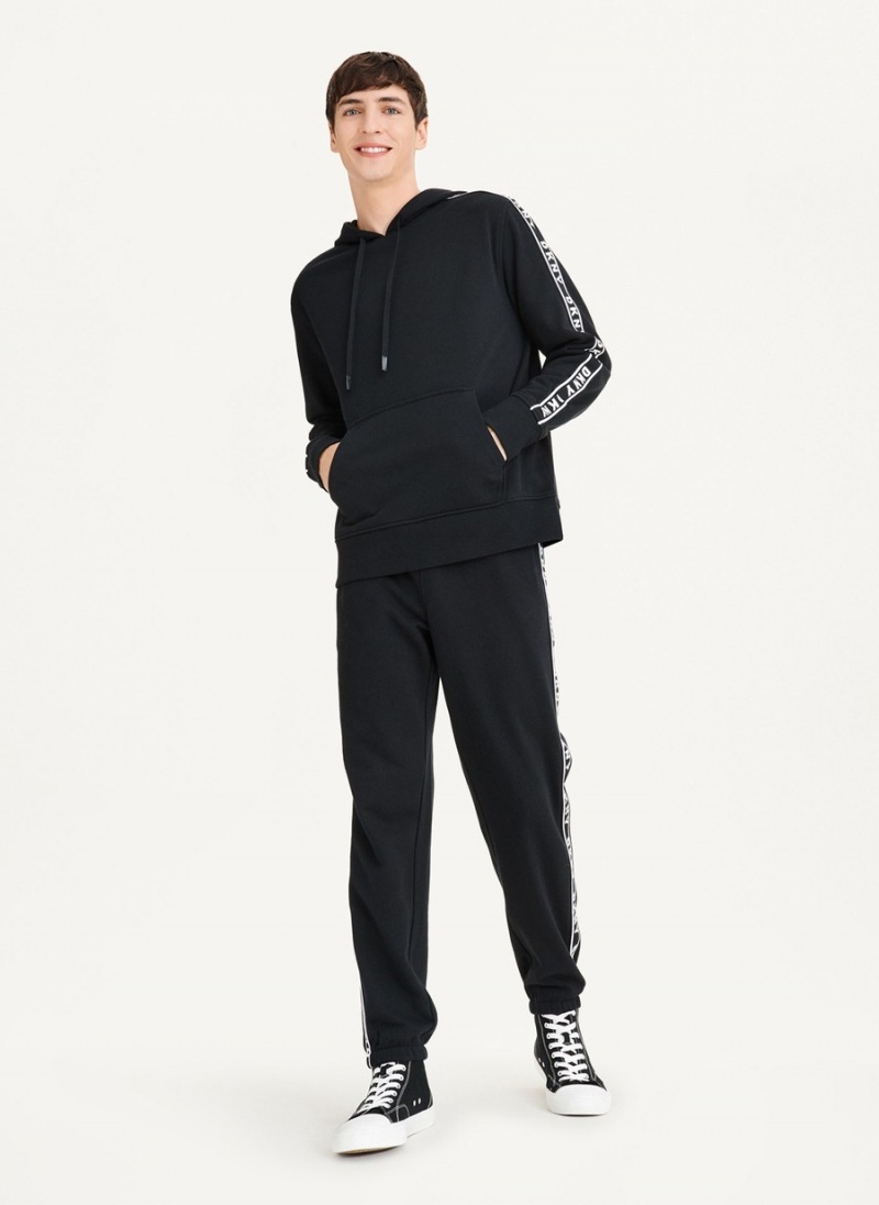 Men's Dkny Taped Logo Hoodie Black | O0575689