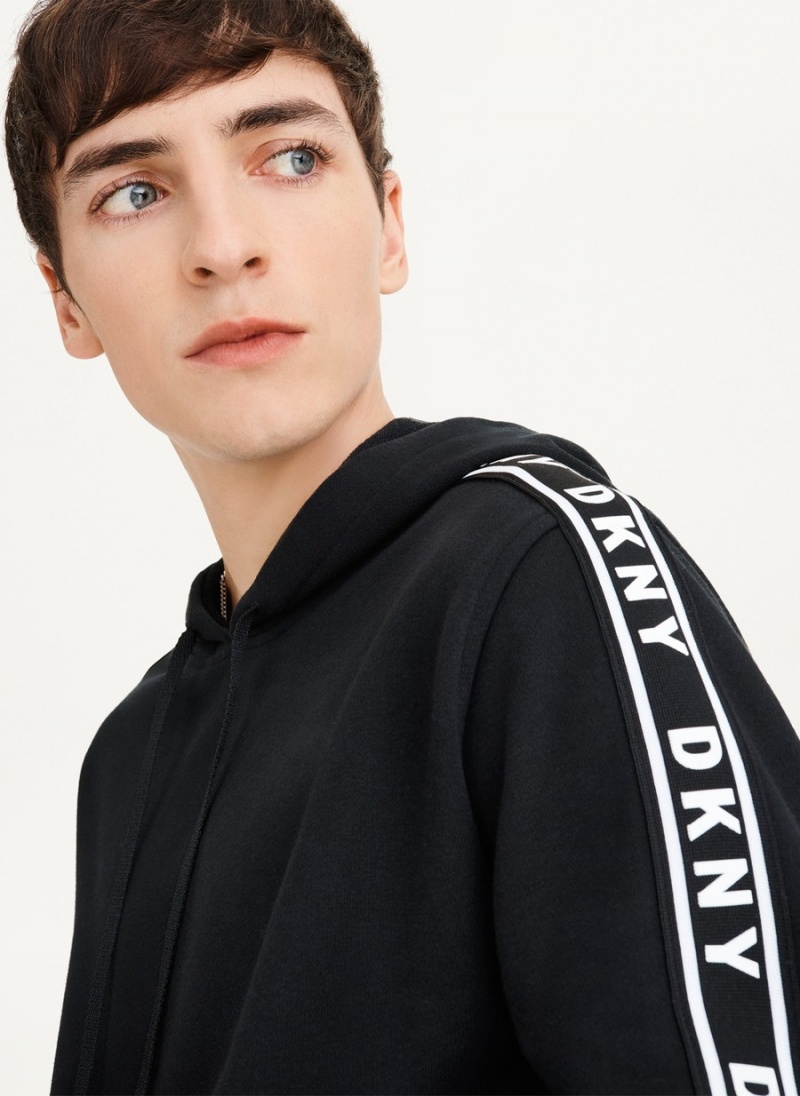Men's Dkny Taped Logo Hoodie Black | O0575689