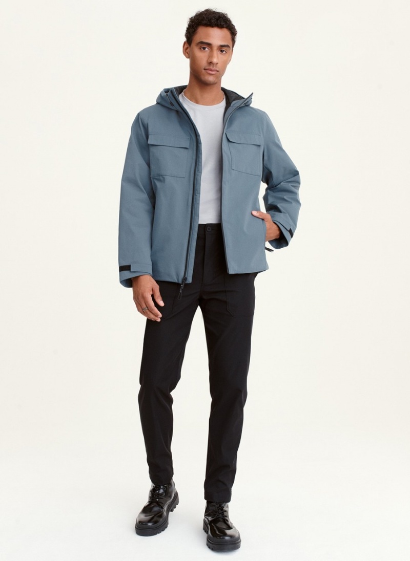Men's Dkny Textured Arctic Jackets Blue | F8295787