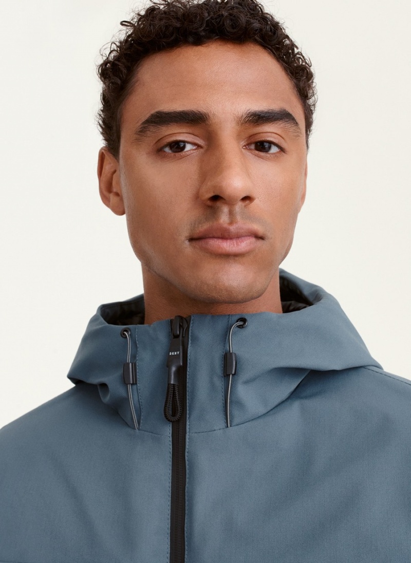 Men's Dkny Textured Arctic Jackets Blue | F8295787