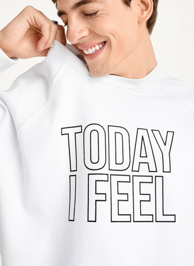 Men's Dkny Today I Feel Sweatshirts White | Q2438586