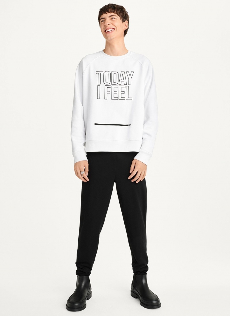 Men's Dkny Today I Feel Sweatshirts White | Q2438586