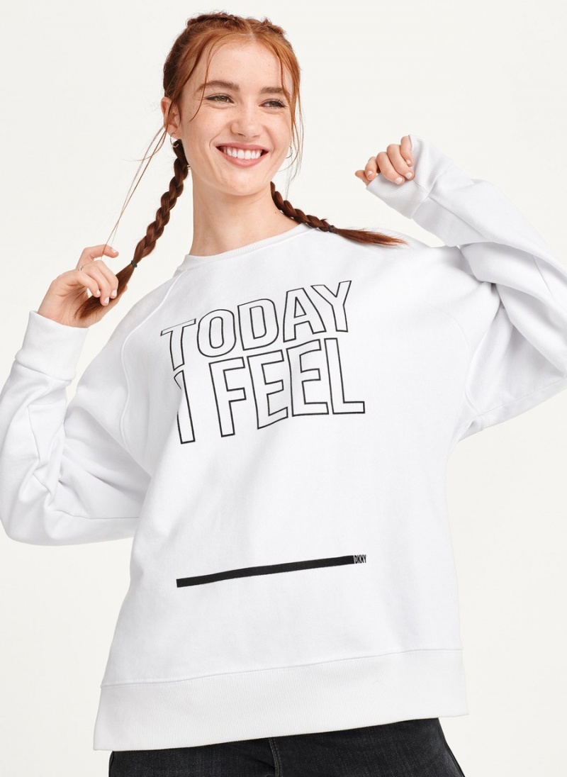 Men's Dkny Today I Feel Sweatshirts White | Q2438586