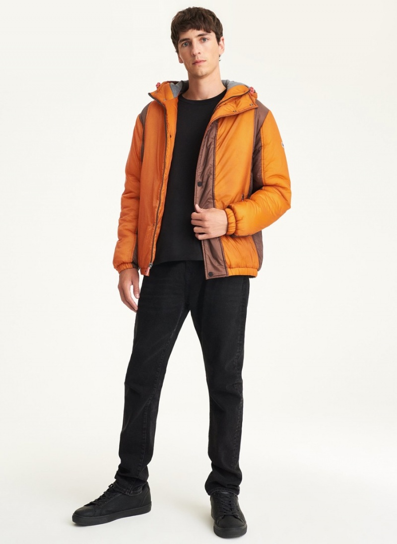 Men's Dkny Translucent Puffer Jacket Orange | X7842074