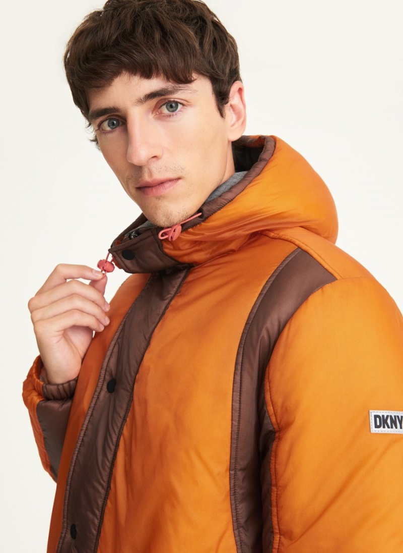 Men's Dkny Translucent Puffer Jacket Orange | X7842074