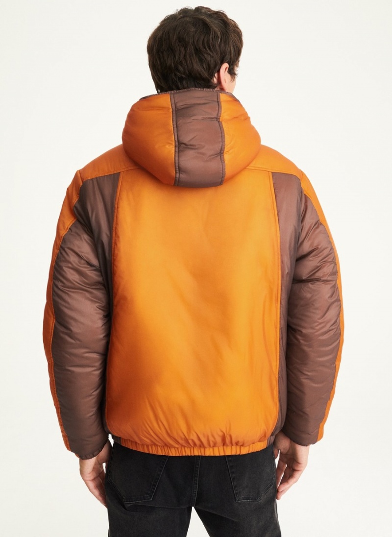 Men's Dkny Translucent Puffer Jacket Orange | X7842074