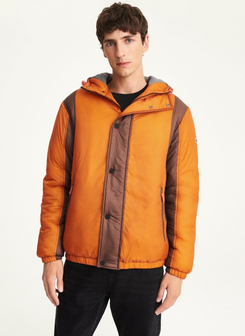 Men\'s Dkny Translucent Puffer Jacket Orange | X7842074