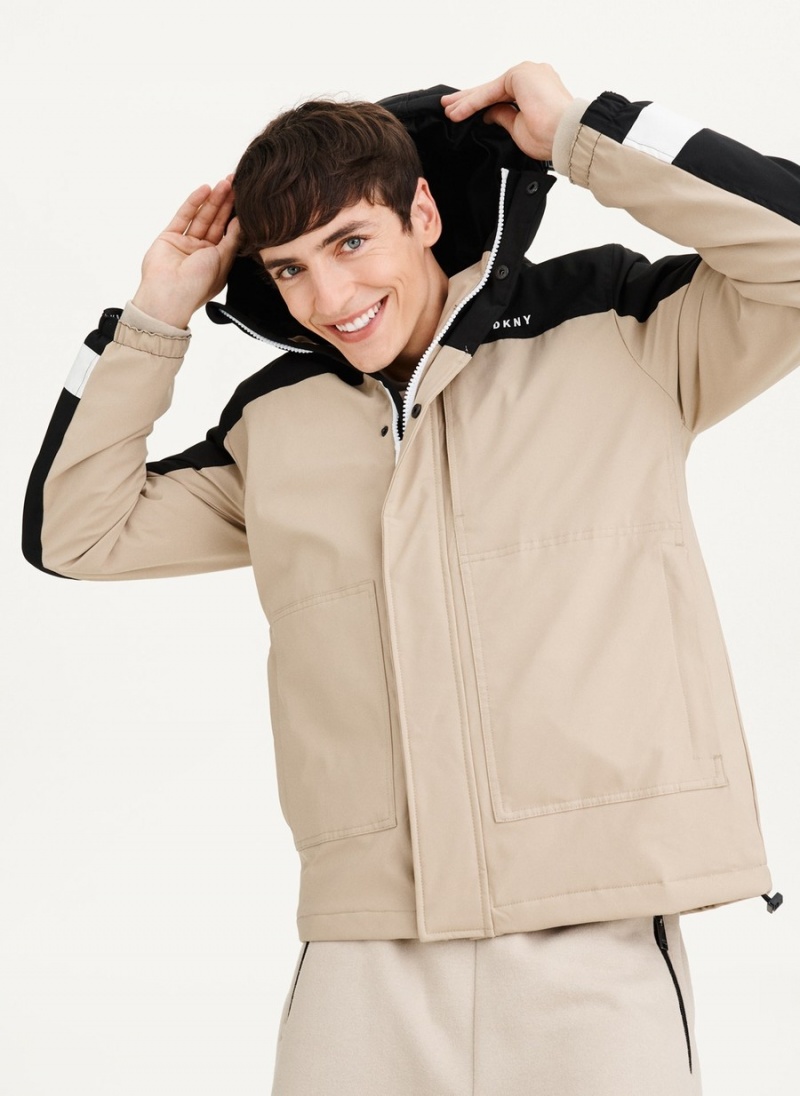 Men\'s Dkny Traveler Hooded Rain Jackets Grey | L3149358