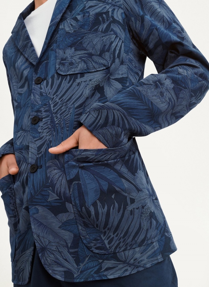 Men's Dkny Tropical Print Blazer Navy | Q0599011