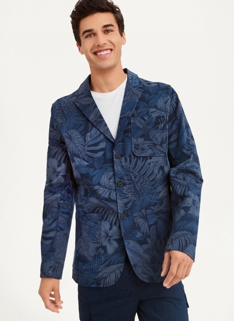 Men\'s Dkny Tropical Print Blazer Navy | Q0599011