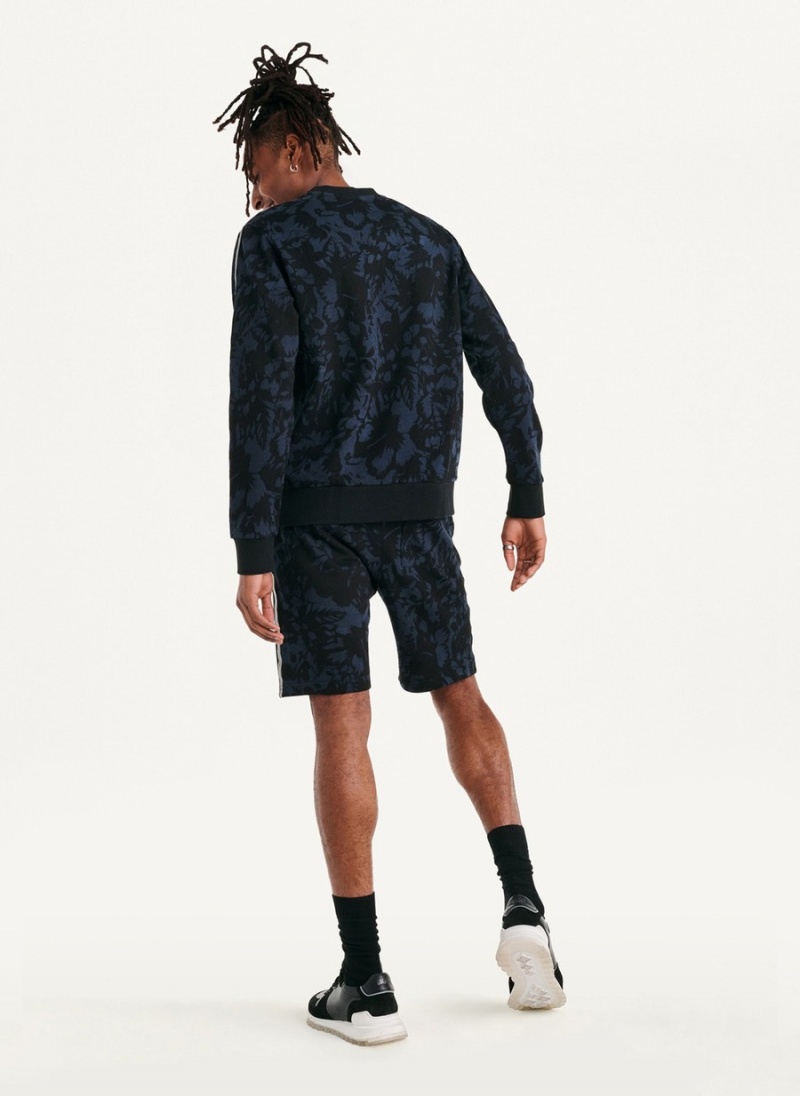 Men's Dkny Tropical Print French Terry Sweatshirts Black | G8300652