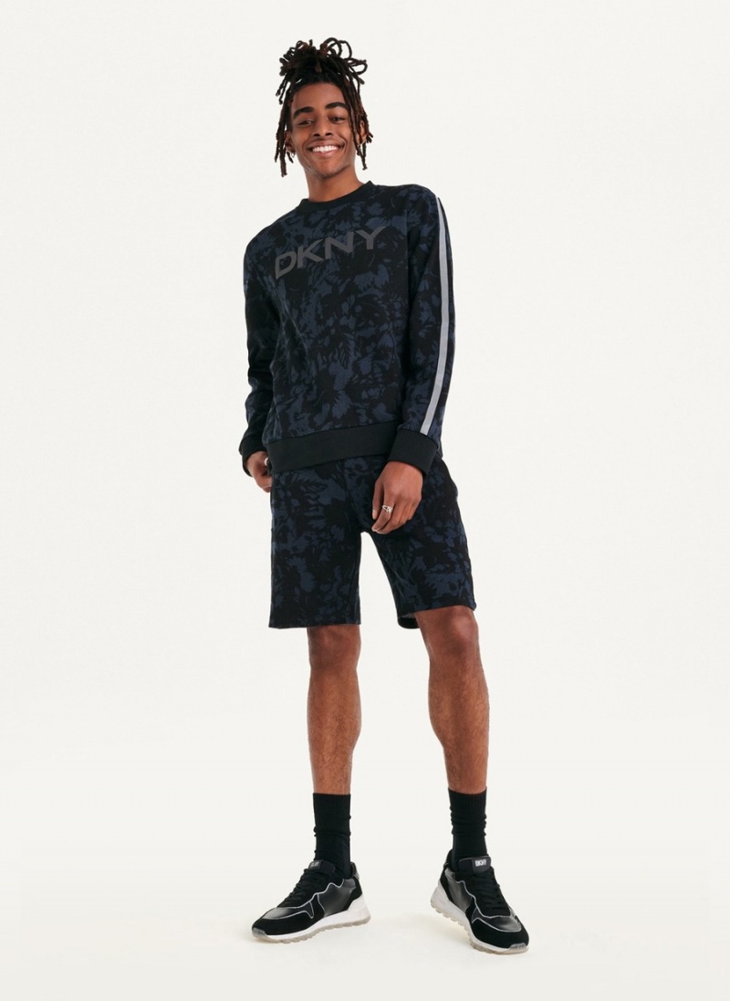 Men's Dkny Tropical Print French Terry Sweatshirts Black | G8300652