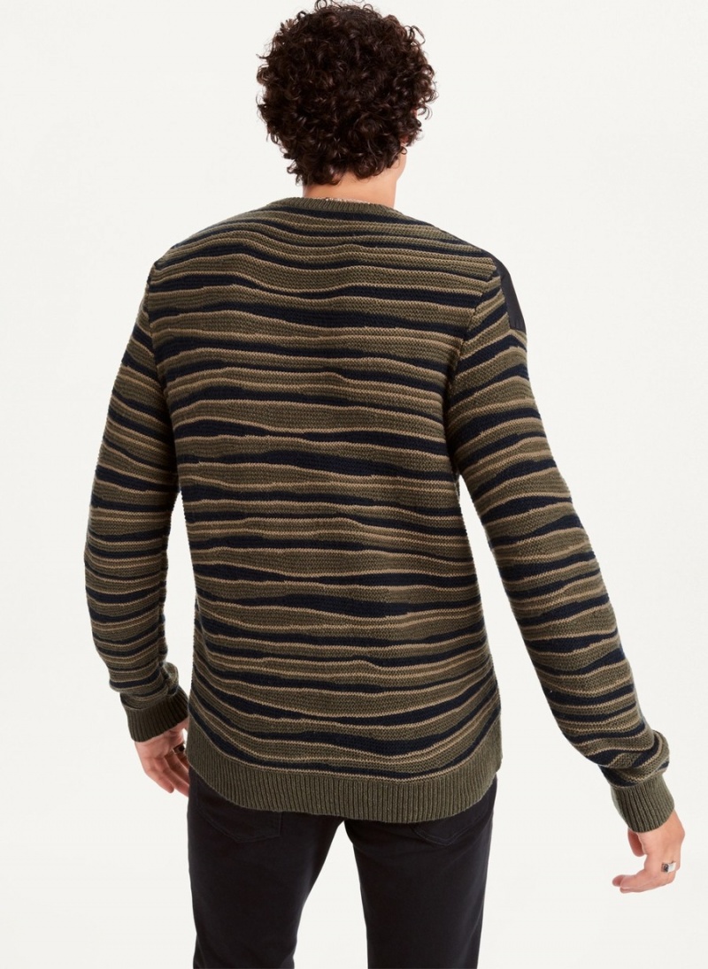 Men's Dkny Wandering Stitch Crew Sweatshirts Olive | U5696182