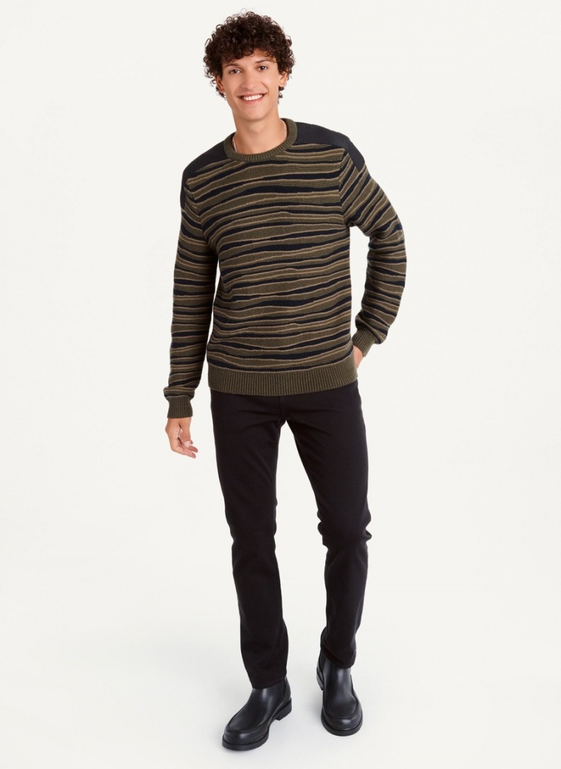 Men's Dkny Wandering Stitch Crew Sweatshirts Olive | U5696182
