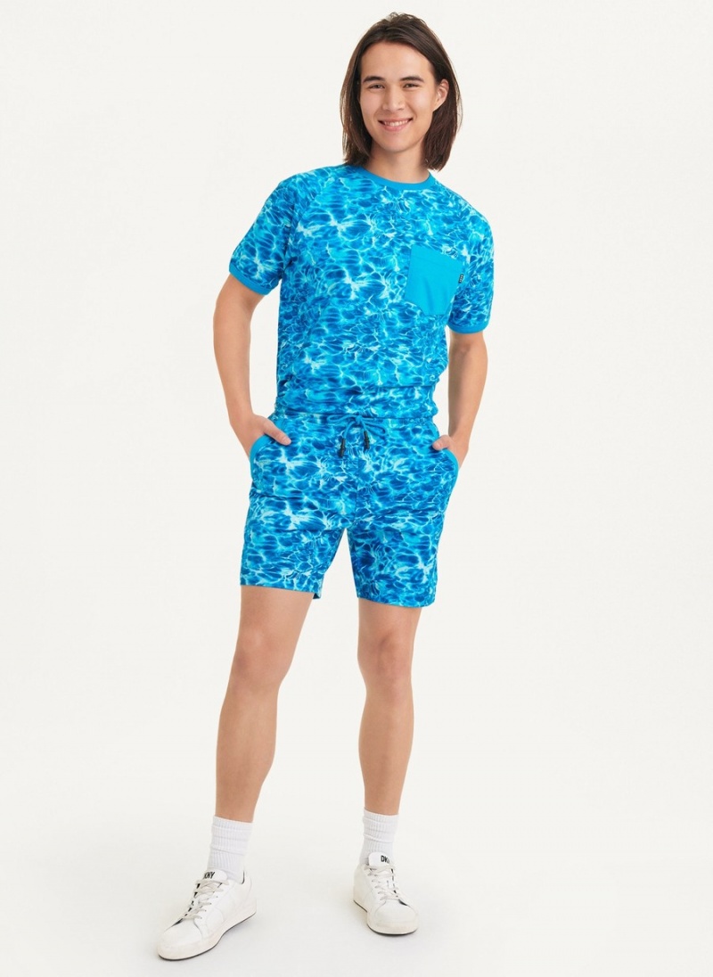 Men's Dkny Water Reflection Print Shorts Blue | K9200403
